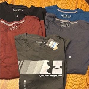 Lot of Mens XL Eddie Bauer/ Under Armour Shirts NWT